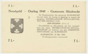 Sliedrecht oorlog 1 gulden 1940 Noodgeld  beschikbaar voor biedingen
