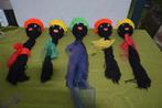 Sinterklaas:5 oude gebreide Zwarte Pieten hoofden 60 cm lang, Diversen, Sinterklaas, Ophalen of Verzenden, Gebruikt