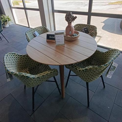 Hartman Sophie studio 120cm met 4 Delphine emerald green, Tuin en Terras, Tuinsets en Loungesets, Nieuw, Tuinset, Teakhout, 4 zitplaatsen