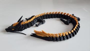 3D-geprinte draak – charcoal black/silk gold beschikbaar voor biedingen