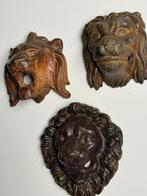 Set van 3 leeuwenkoppen gietijzer
