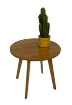 Vintage ronde bijzettafel in eikenfineer, 1960 tafeltje, Ophalen, Gebruikt, Hout, Vintage
