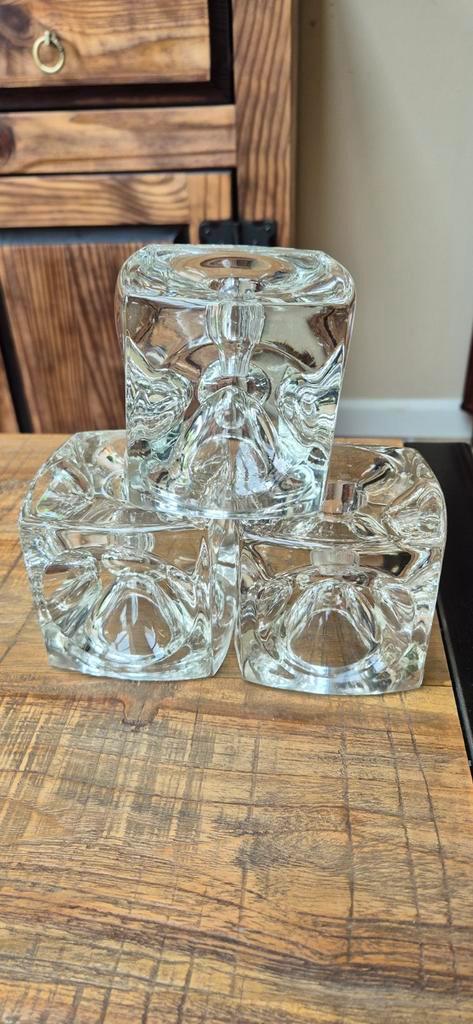 Sklo Union Ice Cube Kandelaars - Set van 3, Huis en Inrichting, Woonaccessoires | Kandelaars en Kaarsen, Zo goed als nieuw, Ophalen of Verzenden