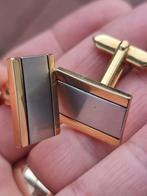 Vintage 90's modernist verguld 18kt manchetknopen, Sieraden, Tassen en Uiterlijk, Ophalen of Verzenden, Zo goed als nieuw, Overige materialen