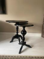 Zwart houten rond bijzettafel 60 cm doorsnede, Huis en Inrichting, Tafels | Bijzettafels, 45 tot 60 cm, Barok, Rond, Zo goed als nieuw