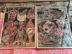 Twee Afrikaanse Batik Schilderijen, Ophalen of Verzenden