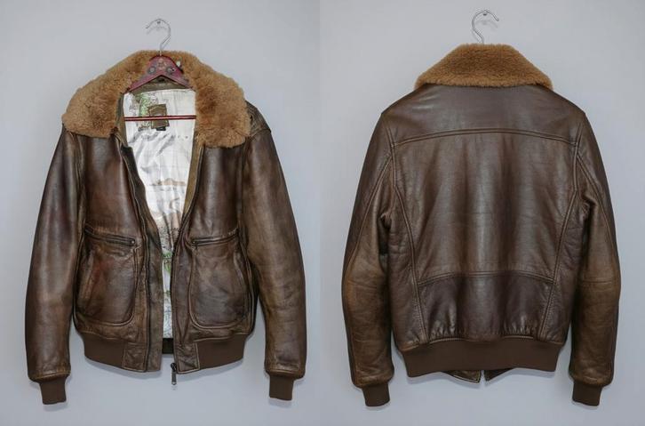 Leren piloten jas met landkaart voering, Motoren, Kleding | Motorkleding, Ophalen of Verzenden