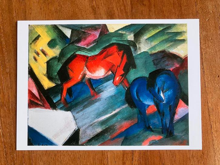 Franz Marc - Rotes und Blaues Pferd, 1912, Verzamelen, Ansichtkaarten | Dieren, Ongelopen, 1980 tot heden, Paard, Ophalen of Verzenden