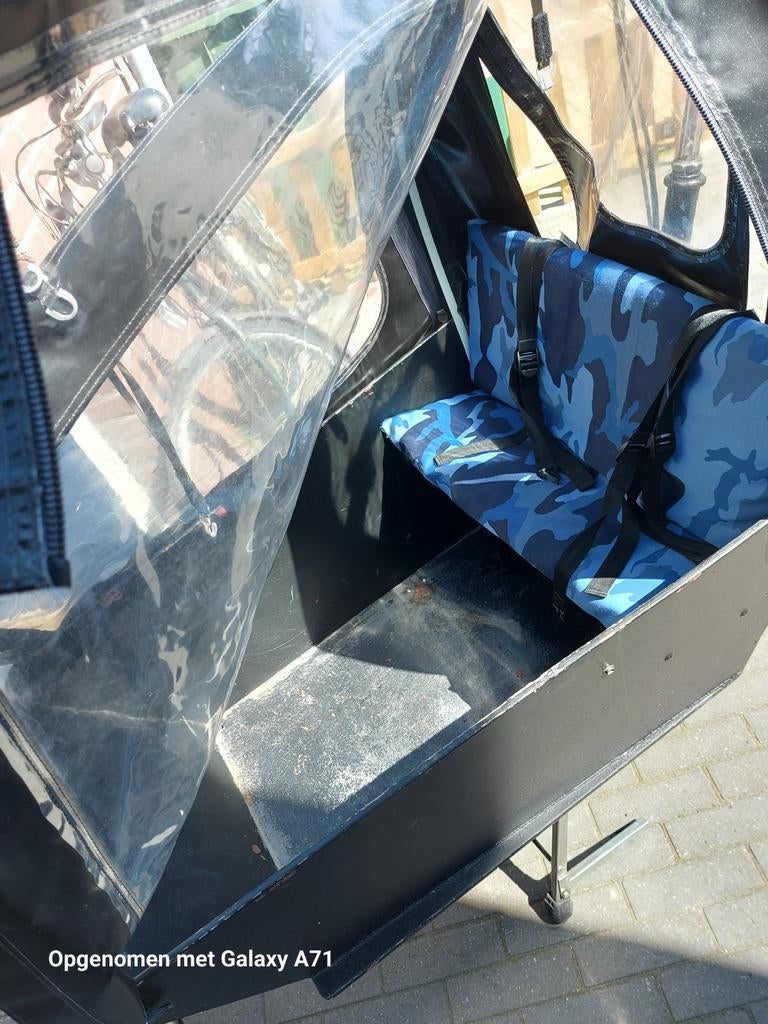 Bakfiets long zwart met huif 7 versnellingen, Fietsen en Brommers, Fietsen | Bakfietsen, Ophalen, Gebruikt, 4 kinderen of meer