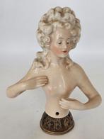 Schitterende halfdoll van Heubach met grijs krullend haar, Antiek en Kunst, Ophalen of Verzenden