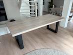 Eiken houten eettafel met stalen poten, Huis en Inrichting, Tafels | Eettafels, Ophalen, Gebruikt, Eikenhout, 200 cm of meer