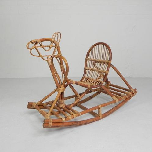 Vintage bamboe hobbelpaard, jaren 60, Antiek en Kunst, Antiek | Meubels | Stoelen en Banken, Ophalen of Verzenden