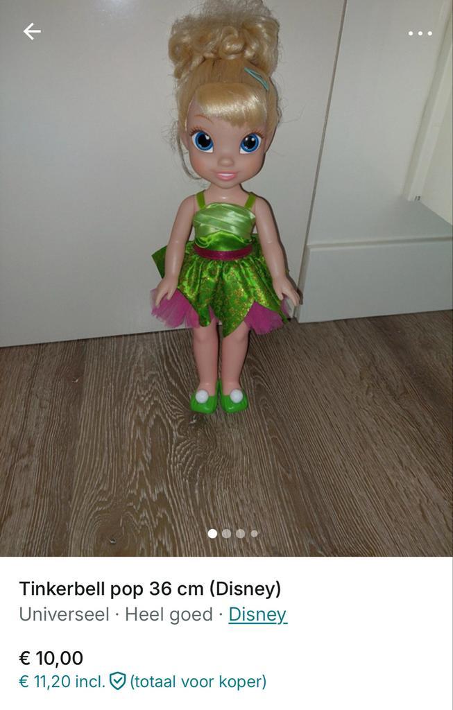 Disney Tinkerbell Pop (zonder vleugels), Kinderen en Baby's, Speelgoed | Poppen, Zo goed als nieuw, Overige typen, Ophalen of Verzenden