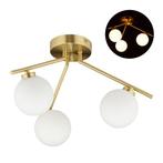 Plafondlamp met 3 bollen ijzer/melkglas (NIEUW), Nieuw, Ophalen of Verzenden