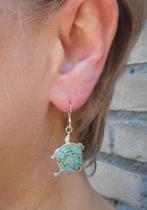 Zilveren hang oorbellen schildpad nr.181