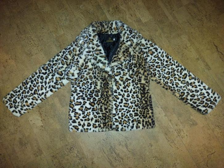 Super zachte nep bontjas panter maat M, Kleding | Dames, Jassen | Winter, Zo goed als nieuw, Maat 38/40 (M), Bruin, Ophalen