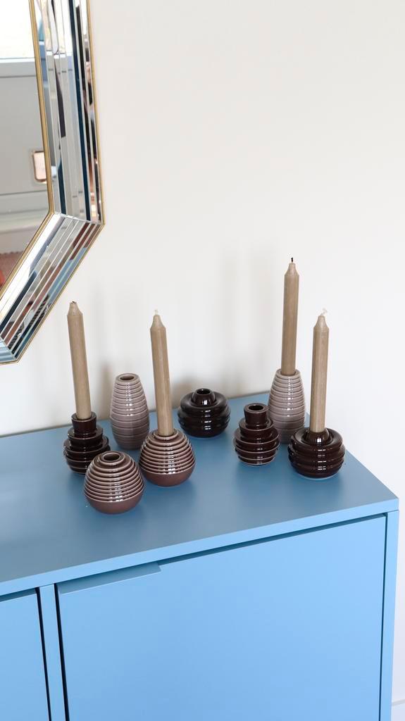 Kahler cono kandelaars bruin beige taupe deens design, Huis en Inrichting, Woonaccessoires | Kandelaars en Kaarsen, Zo goed als nieuw