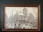 Anton Pieck schilderijtje Amsterdam Stadhuis 17e eeuw, Ophalen of Verzenden