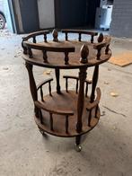 Mid-Century Houten Drank-/Serveerwagen, Gebruikt, Rond, Minder dan 50 cm, Overige houtsoorten