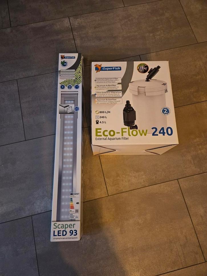 Superfish eco-flow 240 aquarium filter + led lamp scaper 93, Dieren en Toebehoren, Vissen | Aquaria en Toebehoren, Nieuw, Filter of Co2