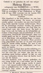 Kivits Helena 1896 Haarsteeg 1960 Waalwijk, Ophalen of Verzenden, Bidprentje