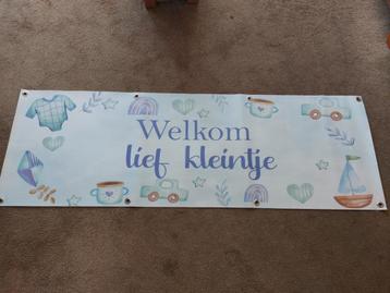 Spandoek welkom lief kleintje afmeting; 150 x 50 beschikbaar voor biedingen