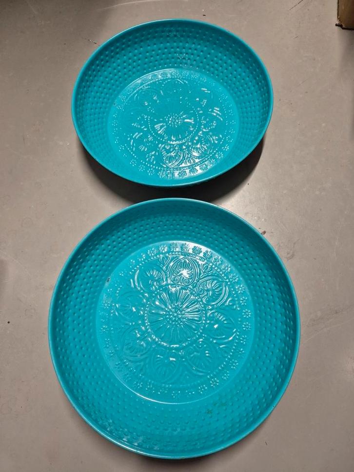 Metalen Schalen Set - Turquoise, Huis en Inrichting, Woonaccessoires | Schalen en Manden, Zo goed als nieuw, Schaal, Rond, Overige materialen