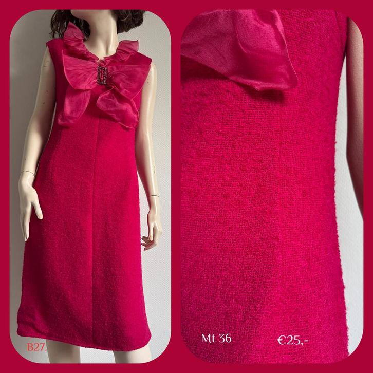 B27. Vintage jurk mt 36, Kleding | Dames, Gelegenheidskleding, Gedragen, Cocktailjurk, Maat 38/40 (M), Roze, Verzenden
