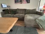 Groene lederen bank met Chaise longue, Ophalen, Zo goed als nieuw