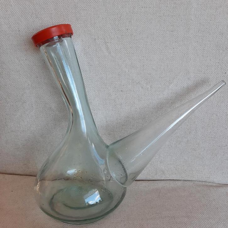 Glazen wijnpot decanteer karaf met taps toelopend schenktuit, Antiek en Kunst, Antiek | Glas en Kristal, Ophalen of Verzenden