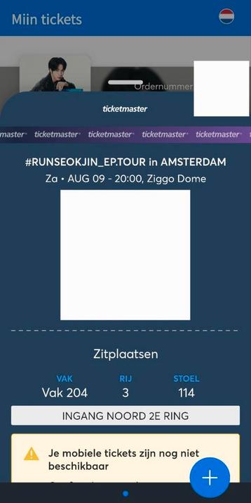 1x Ticket voor Jin's #RUNSEOKJIN_EP.TOUR in Amsterdam beschikbaar voor biedingen