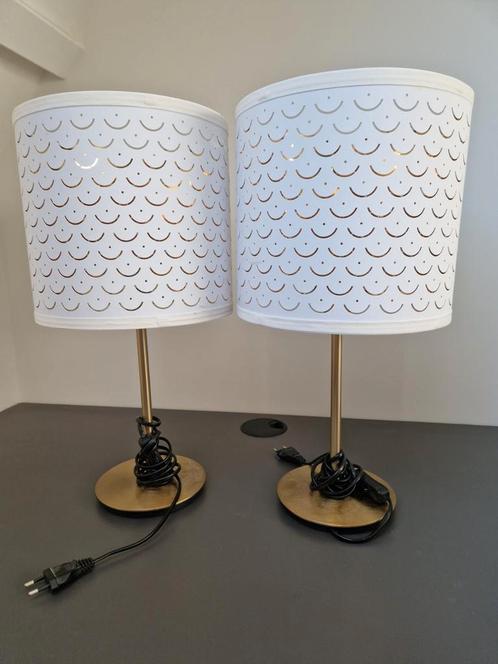 2 x Nymö/Skaftet tafellamp IKEA - wit goud / goud - 24 cm, Huis en Inrichting, Lampen | Tafellampen, Zo goed als nieuw, Minder dan 50 cm