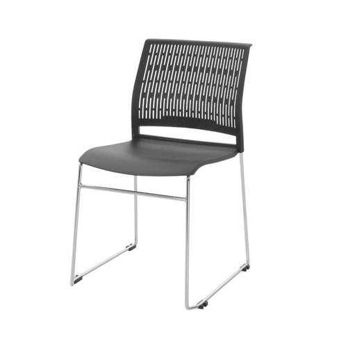 MN Stapelstoel Zaalstoel Join Chroom Zwart, Huis en Inrichting, Stoelen, Nieuw, Eén, Kunststof, Zwart, Ophalen of Verzenden