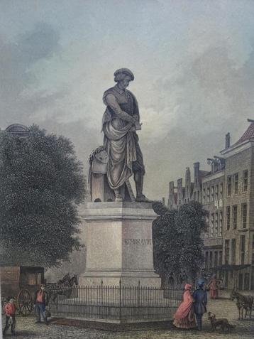 Staalgravure kleur standbeeld Rembrandt, g. Heisinger, 1858 beschikbaar voor biedingen