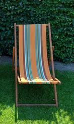 Vintage strandstoel (1), Tuin en Terras, Tuinstoelen, Ophalen, Gebruikt, Hout, Inklapbaar