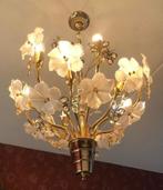Kroonluchter bloemen met kristal Capodimonte hanglamp goud, Ophalen of Verzenden, Klassiek