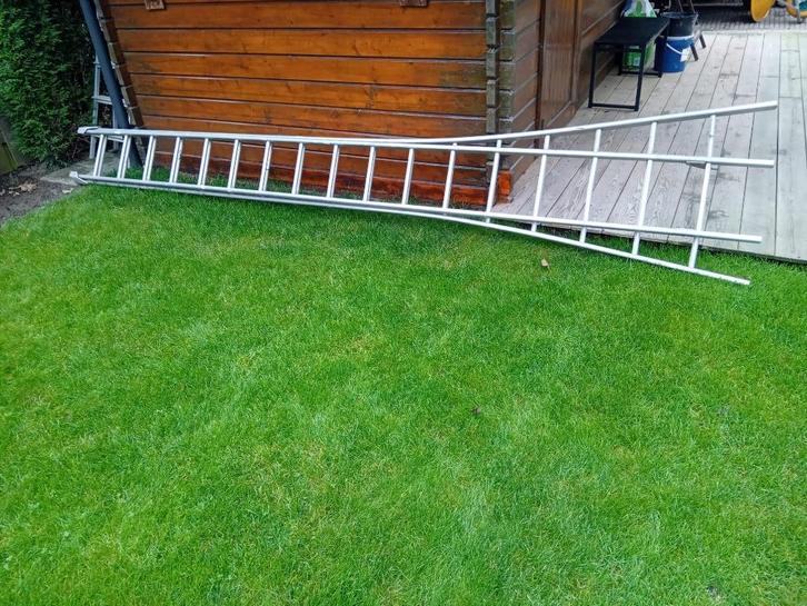 Schuifladder 2x14 treden, Doe-het-zelf en Verbouw, Ladders en Trappen, Zo goed als nieuw, Ladder, 4 meter of meer, Opvouwbaar of Inschuifbaar