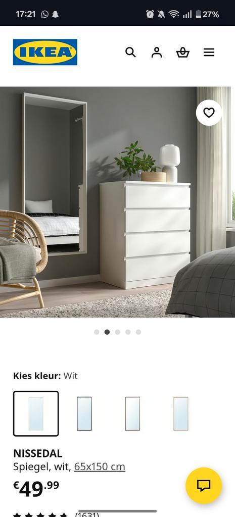 IKEA Nissedal 65 x 150 cm als nieuw, Huis en Inrichting, Woonaccessoires | Spiegels, Zo goed als nieuw, 50 tot 75 cm, 150 tot 200 cm