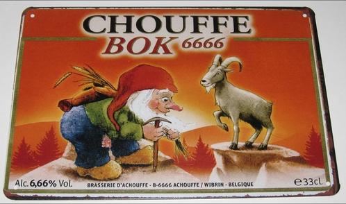 LA CHOUFFE BIER : Metalen Bord LA CHOUFFE Bok, Verzamelen, Biermerken, Nieuw, Reclamebord, Plaat of Schild, Overige merken, Verzenden
