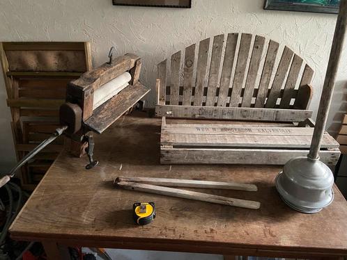 Antieke wastobbe rekje + grote wasknijper wasbok, Antiek en Kunst, Antiek | Gereedschap en Instrumenten, Ophalen of Verzenden