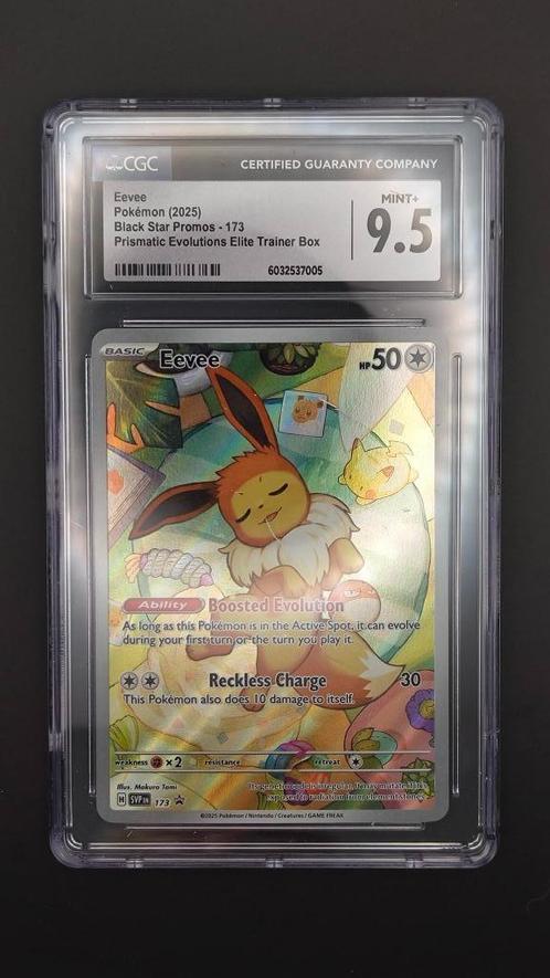 Eevee Black Star Promos - CGC 9.5 MINT+, Hobby en Vrije tijd, Verzamelkaartspellen | Pokémon, Nieuw, Losse kaart, Foil, Ophalen of Verzenden