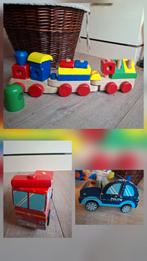 Houten Speelgoed Trein, Brandweer & Politieauto, Kinderen en Baby's, Speelgoed | Houten speelgoed, Ophalen of Verzenden, Gebruikt