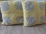 2x handgemaakt gehaakt kussen, granny, geel, 40 x 40 cm, Huis en Inrichting, Woonaccessoires | Kussens, Ophalen of Verzenden, Nieuw