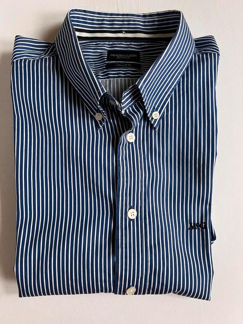 McGregor overhemd custom fit katoen blauw streep D5 XL, Kleding | Heren, Overhemden, Nieuw, Halswijdte 43/44 (XL), Blauw, Verzenden