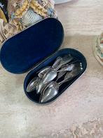 Zilver doosje met 12 mooie antieke lepeltjes, Antiek en Kunst, Ophalen of Verzenden, Zilver
