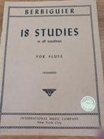 Berbiguier 18 Studies voor dwarsfluit, Gebruikt, Klassiek, Ophalen of Verzenden, Dwarsfluit of Piccolo
