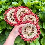 Vintage onderzetters raffia bloem rieten pannen onderzetters, Ophalen of Verzenden, Gebruikt, Pot of Pan