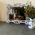 Barok spiegel -houten lijst - wit - 100 x 80 cm - TTM Wonen, 100 tot 150 cm, Nieuw, Info@ttmwonen.nl, 75 tot 100 cm