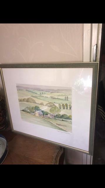 Aquarel. Landschap gesigneerd. beschikbaar voor biedingen