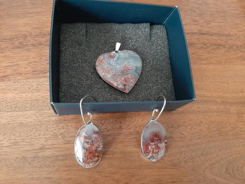 Nieuw!Prachtige Mosagaat aan Zilv/925 oorbellen/oorhangers, Sieraden, Tassen en Uiterlijk, Oorbellen, Nieuw, Hangers, Zilver, Met edelsteen